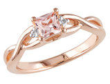 Morganite Ring 1/3 Carat (ctw) with Diamonds in Rose Sterling Silver